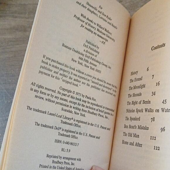 The Slave Dancer by Paula Fox historical fiction book 1975 - Picture 6 of 6